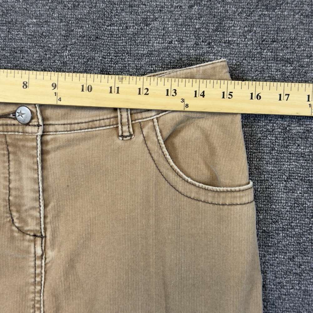 Anthropologie Louie Corduroy Fringe Skirt Tan Stretch Size 8 Peplum Hem Boho - Picture 4 of 10